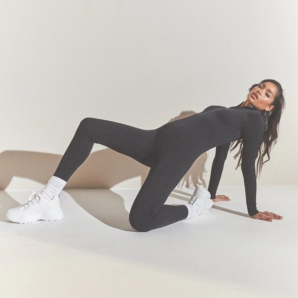 BNWT | CHICME Black Front Zip Up Ribbed Jumpsuit - Picture 11 of 14